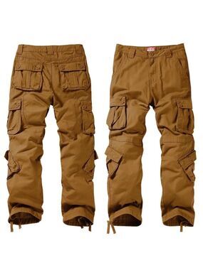 Matchstick Mud Brown Heavy Cotton Cargo Pants  Utility Straight Leg Men's 38